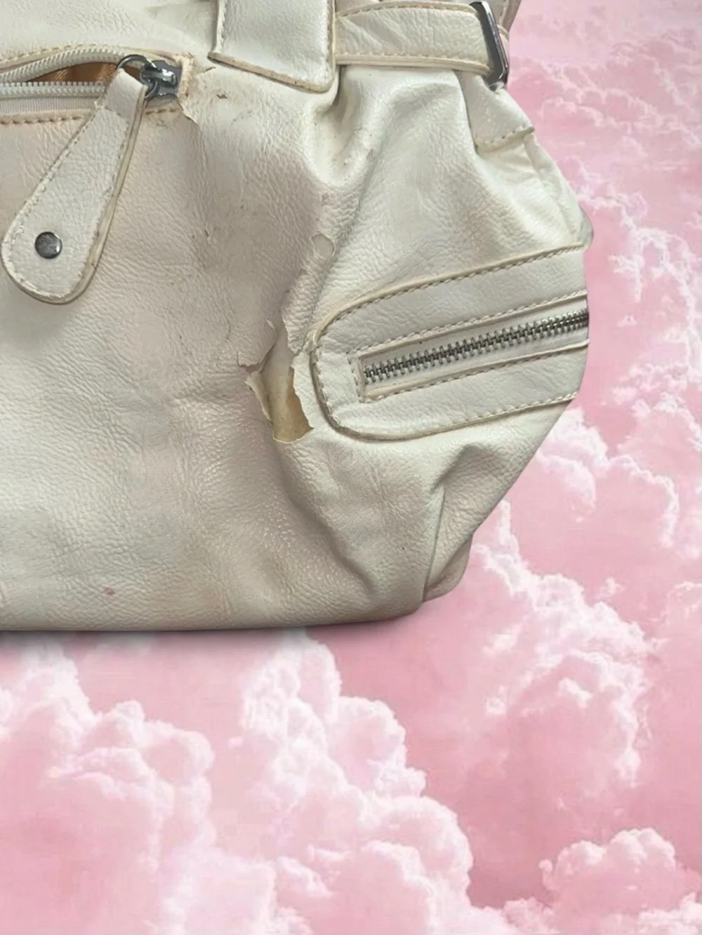 Betty Boop White Tote with Red Accent and Gold Embroidery